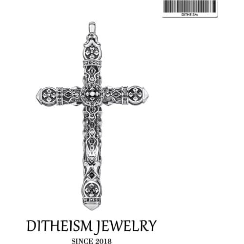 Pendant Vintage Cross Black Stones 925 Sterling Silver Fit Necklace 2021 Brand New Fine Jewelry Protection Gift For Woman Men