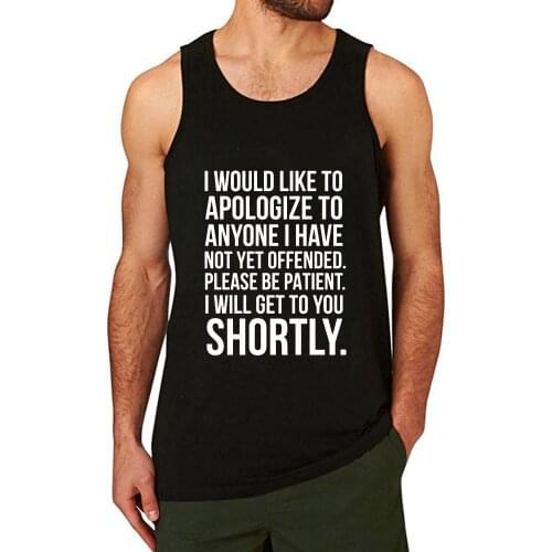 Lyprerazy Mens I Would Like To Apologize To Anyone Workout Gym Funny Printed Tank Top