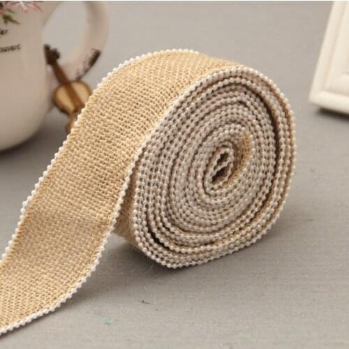 1M Burlap Rribbon with Pearl Natural Jute Burlap Ribbon Handmade Burlap Ribbon for DIY Crafts Wedding Decoration Christmas Decor