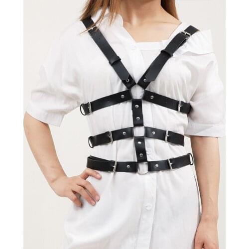 2021 Fashion Punk Leather Harness Belt Strap Girdle Sexy Women And Men Handmade Decorative Shirt Dress Vest Harness Belt