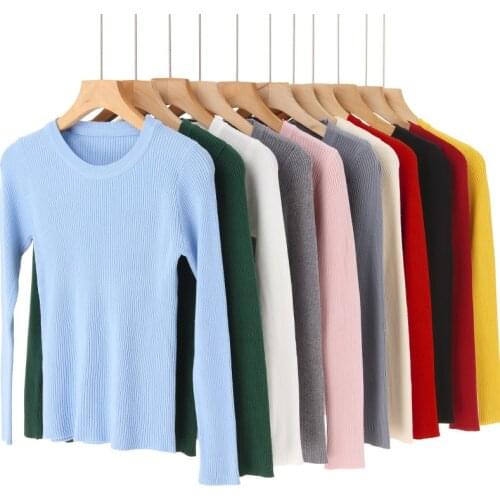 Fashion New Womens Long Sleeve Autumn Winter Sweater Round Neck Slim Long Sleeve Soft Warm Pullover Top