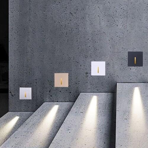Outdoor Led Wall Lamp Stair Light AC85-265V Step Light LED Footlight Recessed Staircase Lamp Stairway Corridor Wall Light