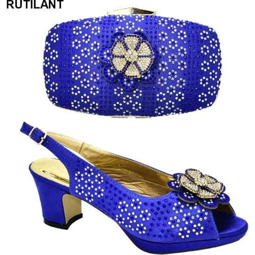 New Fashion African Blue Qualiity Shoes and Bags Matching Set Women Pumps Women Shoes and Bags To Match Shoes Woman High Heel