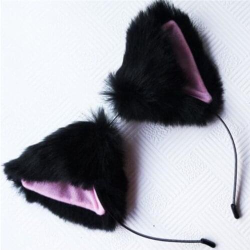 Cartoon Cat Ears Hairband Headwear Sexy Long Fur Head Band Hair Accessories For Women Girls Kid Party Christmas Headband 8Colors