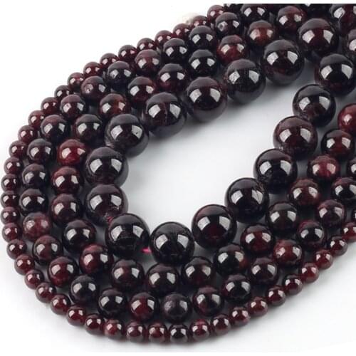 Wholesale Natural Dark Red Garnet Round Loose Stone Jewelry Beads 15.5" Pick Size 4mm 6mm 8mm 10mm 12mm