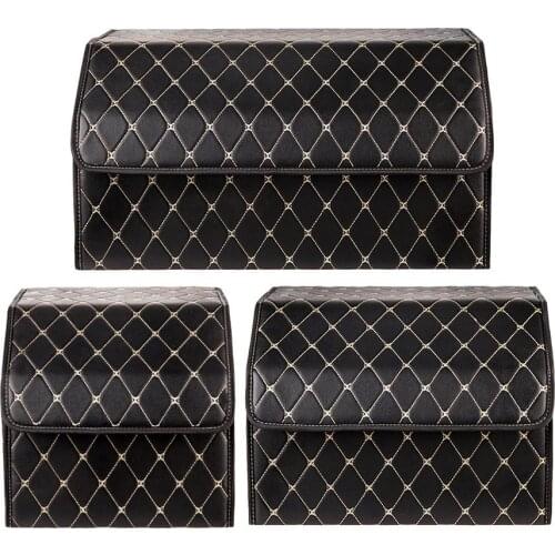 Car Trunk Organizer Storage Box Large Capacity Auto Multiuse Tools Box Stowing Tidying Leather Folding Emergency Storage Box