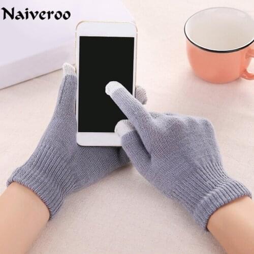 Colorful Touch Screen Winter Gloves For Man And Women Plus Thick Knitted Five Fingers Wrist Gloves Chic Christmas Gifts