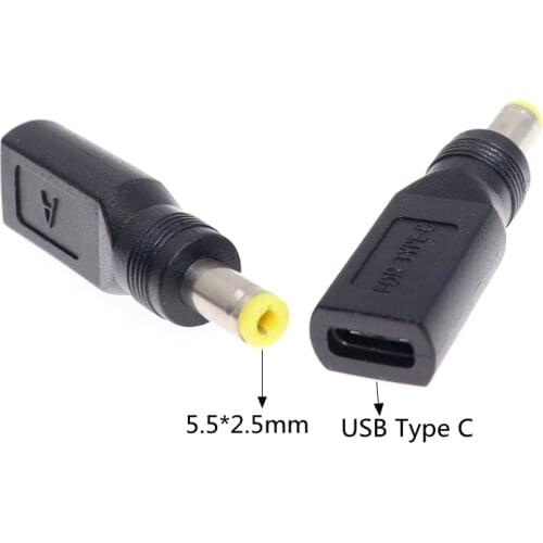 USB 3.1 Type C USB C Female Jack to 5.5x 2.5mm / 5.5mm*2.1mm Male Plug DC Power Charger Adapter Connector