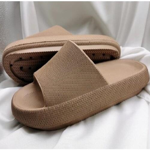 Men Beach Slippers High Heels Women Slide Sandals Shower Thick Sole Soft Couple Massage Bread Slippers Bathroom Shoes Non-Slip