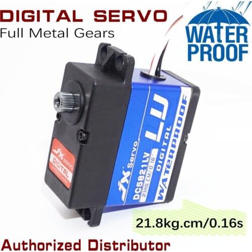 JX DC5821LV 22kg 1:8 1:10 digital standard servo metallic gear 180 angle water proof for robot arm/rc car/boat/airplane servo