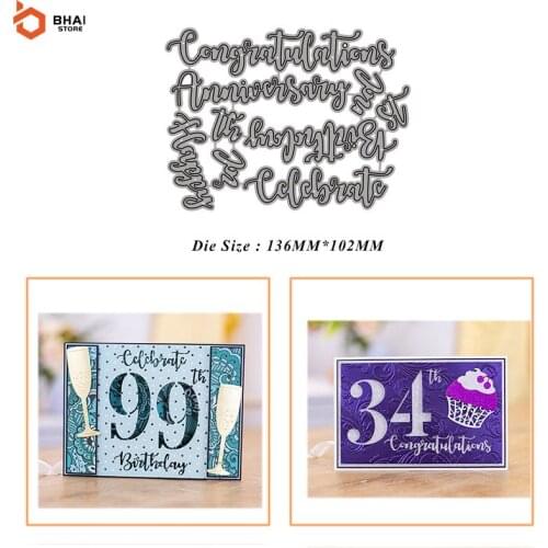 Carbon Steel Metal Cutting Die DIY Celebration Words Suitable for decorative Scrapbook Album Festival Card Making 2021