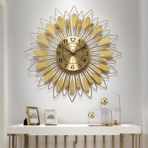 Modern Wrought Iron Wall Clocks Wall Sticker Crafts Home Livingroom Wall Mural Decoration Hotel Silent Metal Clock Ornaments Art