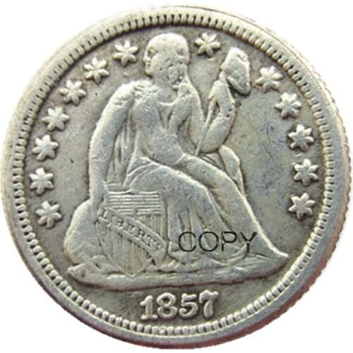US Liberty Seated Dime 1857 P/S Silver Plated Copy Coins