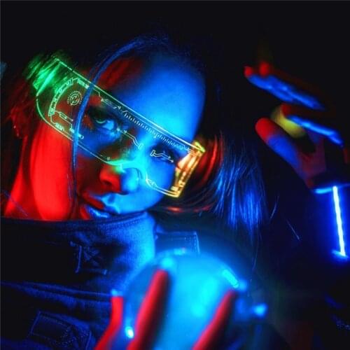 LED Luminous Sunglasses Vintage Punk Goggles Men Women Fashion Party Christmas Colorful Light Up Glasses Shades UV400