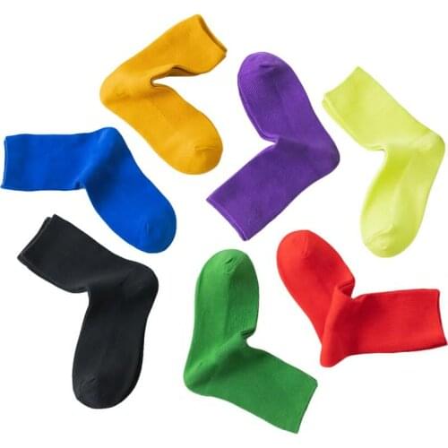 Comfortable Cotton Socks YZ-S-ZZ-0080 Classic solid color Street photography sport two needle pile socks with candy colors