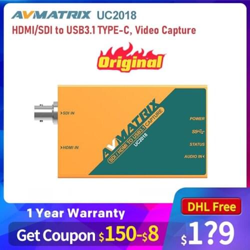 AVMATRIX UC2018 HDMI-compatible/SDI to USB3.1 TYPE-C Uncompressed Video Capture