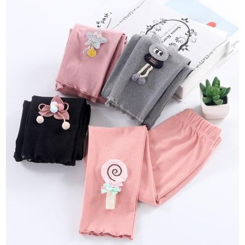 Spring Autumn Children Trousers Kids Pants 2-7Years Children Girls Leggings Calf Length Pants Cartoon Girls Pants