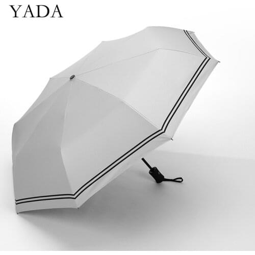 YADA 2021 New Fashion Pure Business Stripe Automatic Umbrella Women UV Rainproof Umbrella Parasol Rain Sun Umbrellas YD200258