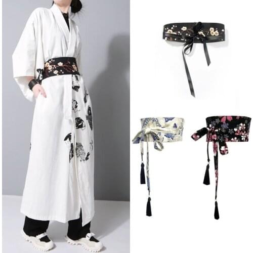 2021 Autumn Japan Style Harajuku Printing Cotton Linen Trench Coat Women Loose Solid White Cross V Neck Kimono Fashion Outwear