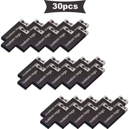 30pcs Real Capacity USB Flash Drives 64GB 32GB 16GB 4GB Metal Pen drive High Speed Usb2.0 Flashdrive Memory Stick Free Logo Gift