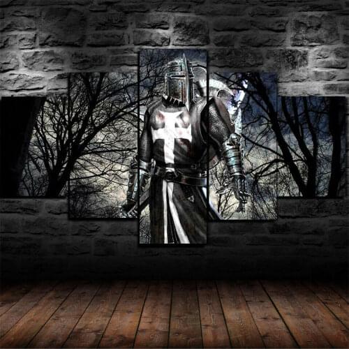 Unframed 5 Panel Knight Templar Warrior Game Bar Kids' Boys Room Decor Pictures Wall Art Home Decor Posters Canvas Paintings