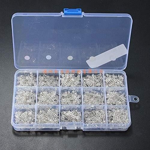 750Pcs Transparent 3mm red yellow blue green white in-line LED light emitting diode set