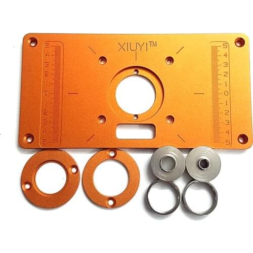 Aluminum Router Table Insert Plate W/ Bushing Ring Screw Trimming Machine Flip Plate for Woodworking Benches Trimmer