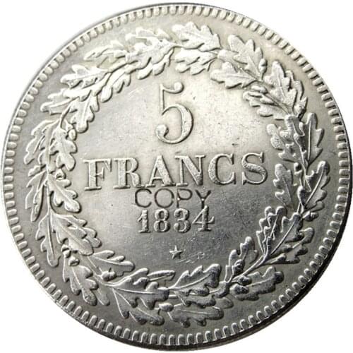 Belgium 1834 leopold Premier Roi Des Belges 5 Francs Copy Coins