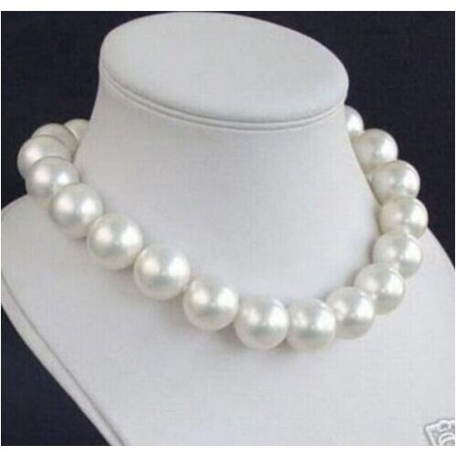 Free shipping 100% real 12mm white sea shell pearl necklace 18''AA