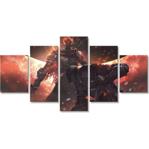 Dark Souls III Knight Soul of Cinder Wall Art Canvas Paintings 5 Pieces Pictures Prints Home Decor Poster For Living Room