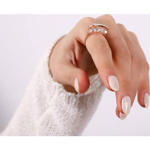 Design Rose Gold Ring 14 Carat Baguette White Enamel Handy Custom Craftsmanship Gift Gold Special Occasions Design Shiny Elegant