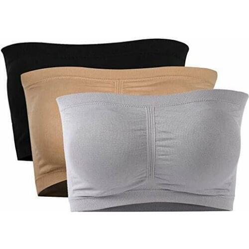 Double Layers Plus Size Strapless Bra Bandeau Tube Removable Padded Top Stretchy Seamless Bandeau Bra Boob Crop Spaghetti Strap