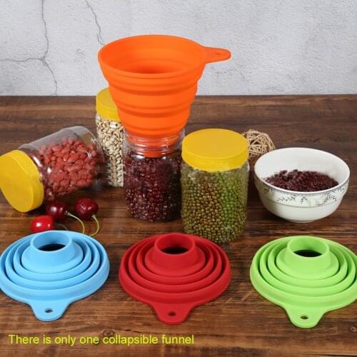 Flexible Portable Collapsible Funnel Large Solid Bean For Jars Liquid Transfer Canning Wide Mouth Soft Silicone Foldable