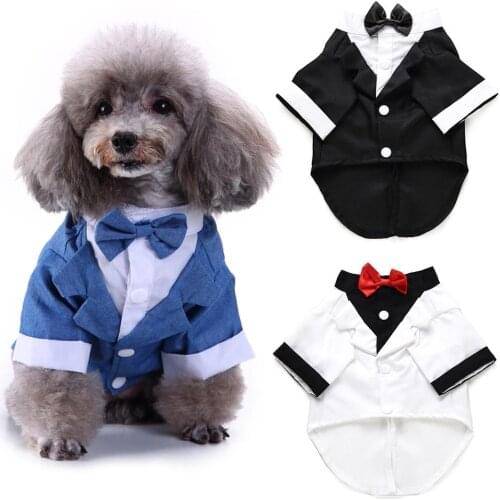 HOT SALE British style Pet Dog Wedding Formal Bow Tie Suit Jacket Party Groom Costume Clothes