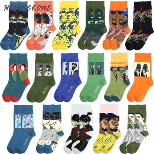 [HEPOSCKONE]New Product Cartoon Trend Fashion Skateboard Funny Cotton Men Socks Hip Hop Calcetines Hombre Sox For Mens Gifts