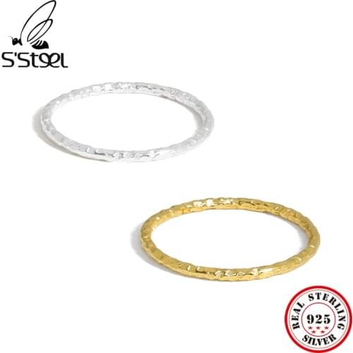 SSTEEL Minimalist Rings Sterling Silver 925 For Women Geometric S990 Designer Korean Cute Trendy Couple Ring Fine Jewellery