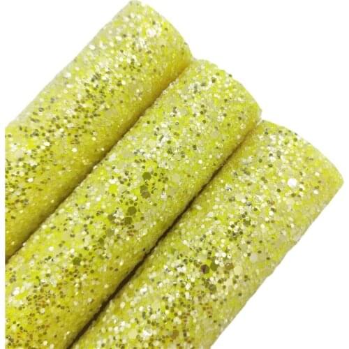 Lemon Chunky Glitter Vinyl Fabric Sheet Felt Backing Synthetic Leather Faux Vinil For Bows Earrings DIY A4 SIZE R250A