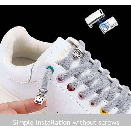 Magnetic Lock Shoelaces New Plush Elastic No tie Shoe laces Sneakers for Shoelace Kids Adult Boots Laces One Size Fits All Shoes