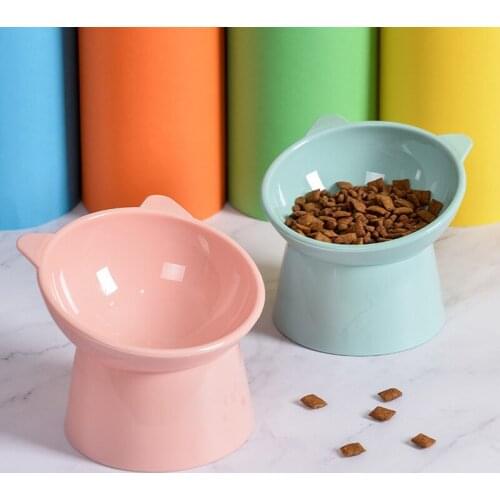 VZZ High Foot Dog Bowl 45°Neck Protector Cat Pet Food Water Bowl Anti-overturning Binaural Pet Feeding Cup Pet Feeder Bowl