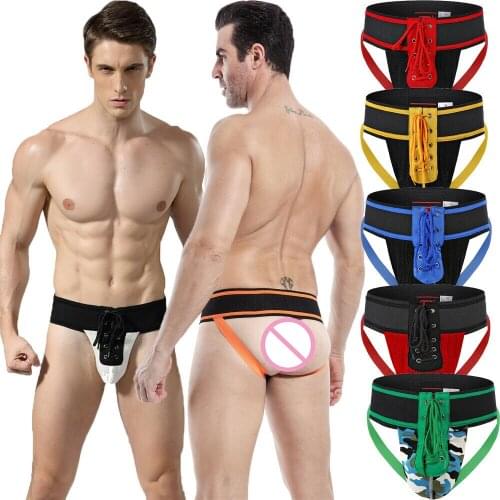 3PCS/Lot Mens Briefs Sexy Underwear Gay Jockstrap Bulge Pouch Open Butt Underpants Male Homme Panties Mens Lingerie Beachwear