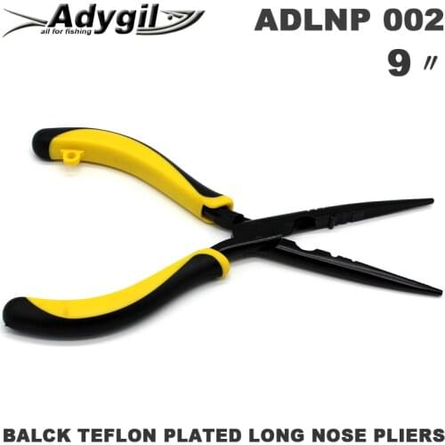 Adygil 9 inch Black Plated Long Nose Pliers With Fishing Lanyards And Sheath ADLNP 002 Size 9 inch 3 pcs / lot