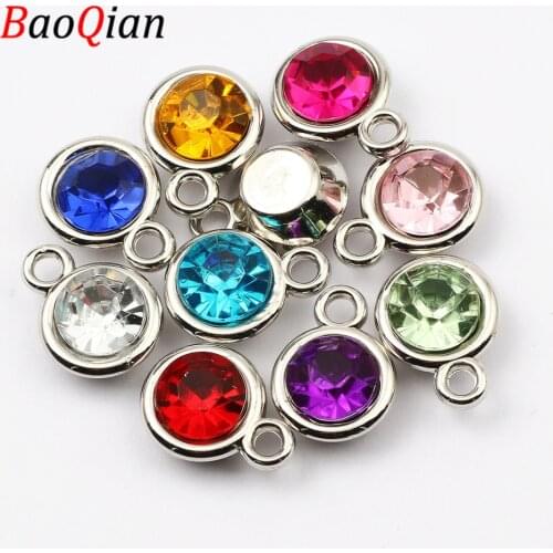 30pcs/lot 8/11/13.5mm Silvering Charm Acrylic Rhinestone Pendant For Jewelry Making Diy Fashion Necklace Bracelet Accessory
