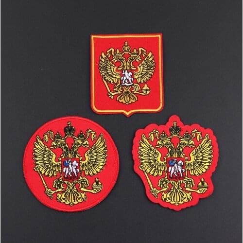 Russian national emblem garment patches Red embroidered badge cowboy Coat ironing on clothes decoration sticker