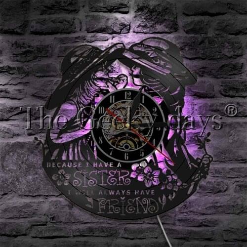 Happy Mothers Day Vinyl Record Wall Clock Modern Design Family Brothers Sisters Grandma LED Night Light Home Decor Gift