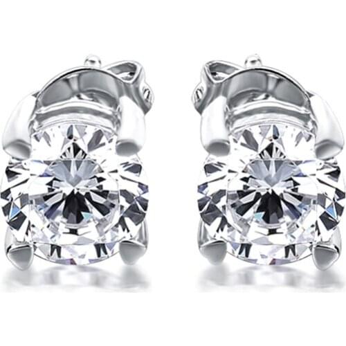 Fine jewelry 14k earrings stud earrings with round 6.0mm EF color moissanites stones