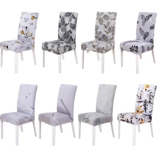 Grey Chair Cover Printed Pattern Anti-dirty Home Use Dinging Chair Seat Cover Slipcovers for Banquet Hotel Restaurant 1PC