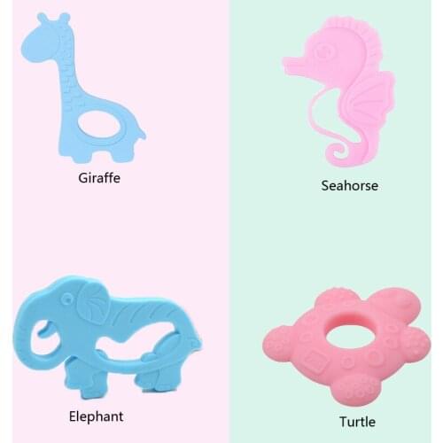 Animals Teether Silicone Baby Teether Lovely turtle Fawn Hippoccmpi Shape Training Tooth Massager Teether Pacifier chain BPA Fre