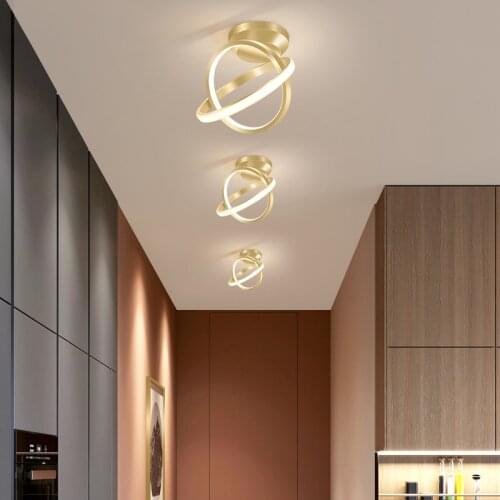 VEIHAO Golden Modern LED Ceiling lights for bedroom bedside Aisle corridor balcony Entrance round LED Ceiling lamp for home