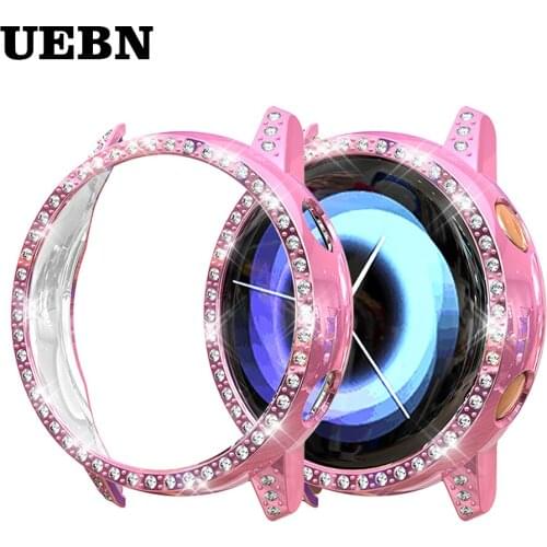 UEBN Diamond PC Screen Protector Case for Samsung Galaxy Watch Active Shock-Proof Anti-fall Protective Cover Bumper Shell case