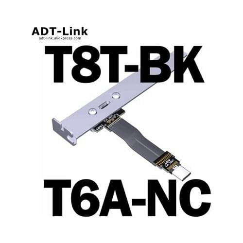 USB3.2 Flat Mount USB-C Male To Right Angle USB-C Female Without E-mark IC Cable With PCI Bracket